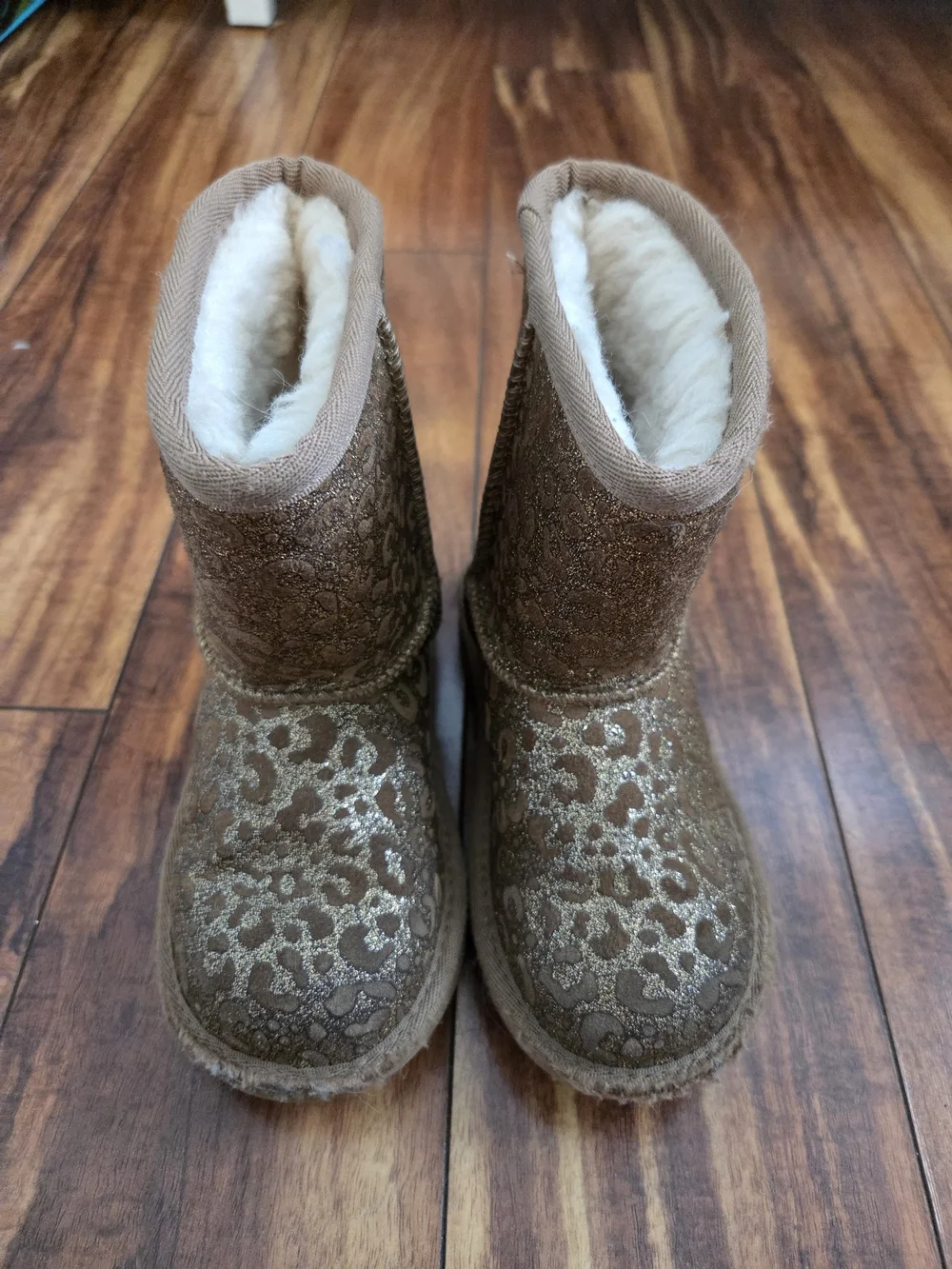 UGG Kids Brown Gold Leopard Print Classic Boot